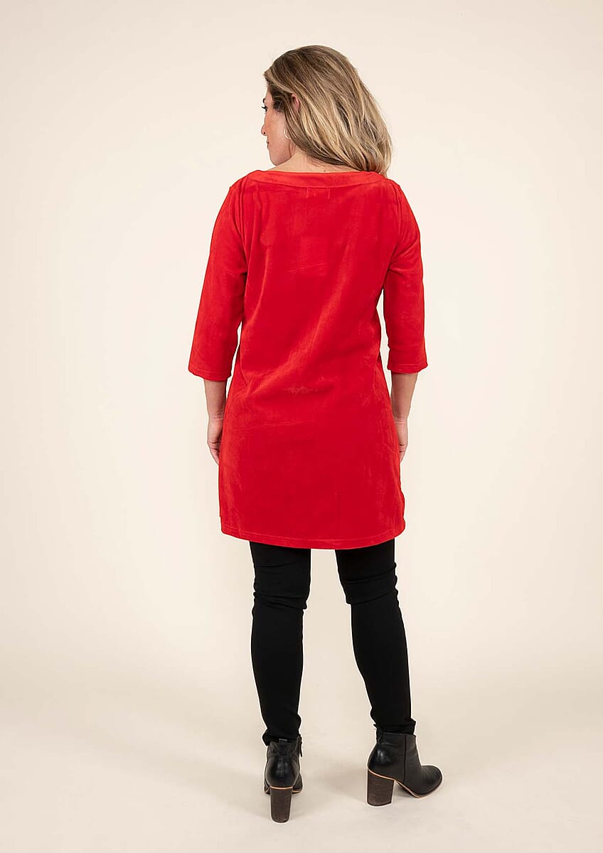 Tamsy Red Velour Tunic -S image number 1