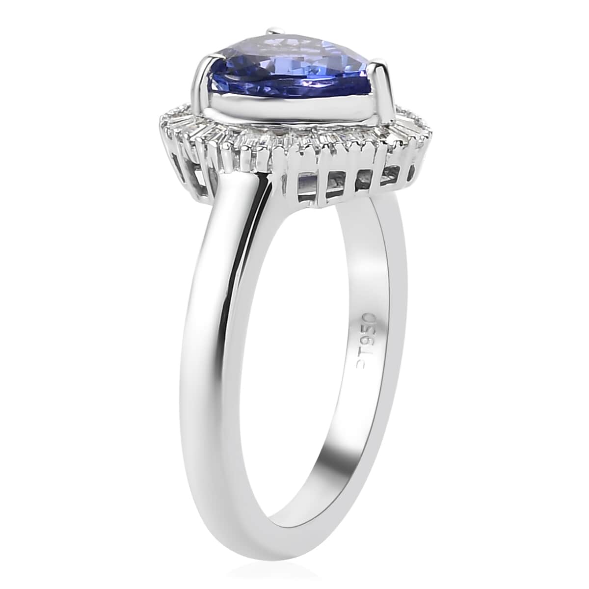 RHAPSODY 950 Platinum AAAA Tanzanite and E-F VS2 Diamond Heart Halo Ring (Size 8.0) 6.50 Grams 2.35 ctw image number 3