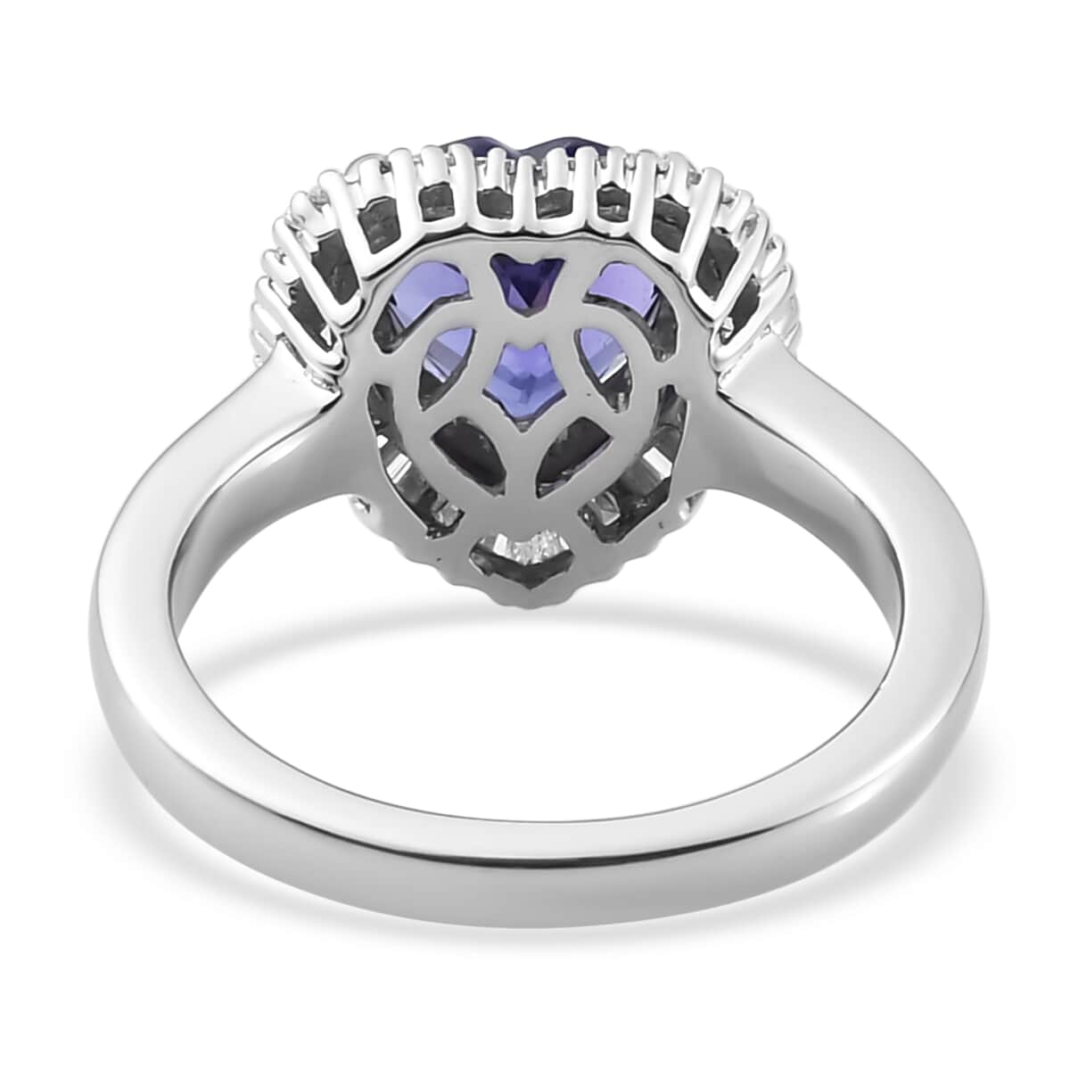 RHAPSODY 950 Platinum AAAA Tanzanite and E-F VS2 Diamond Heart Halo Ring (Size 8.0) 6.50 Grams 2.35 ctw image number 4