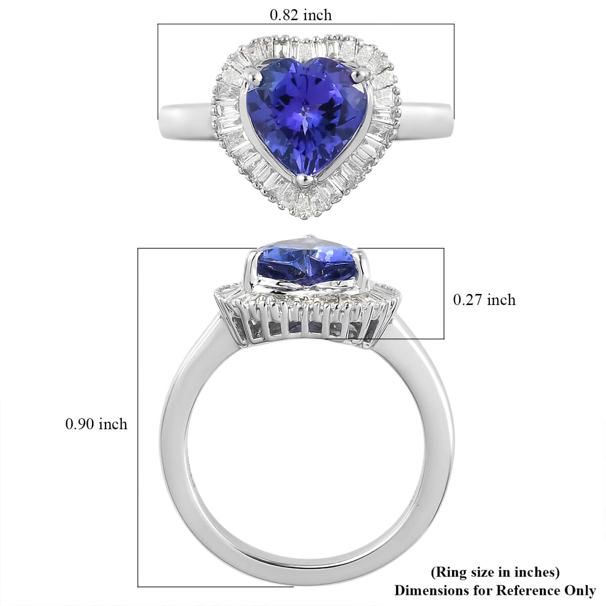 RHAPSODY 950 Platinum AAAA Tanzanite and E-F VS2 Diamond Heart Halo Ring (Size 8.0) 6.50 Grams 2.35 ctw image number 5