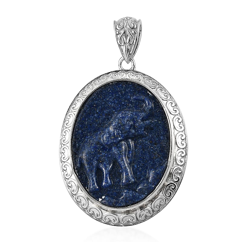 Freshened Lapis Lazuli Solitaire Pendant in Platinum Over Copper with Magnet 25.90 ctw