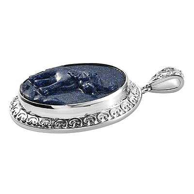 Freshened Lapis Lazuli Solitaire Pendant in Platinum Over Copper with Magnet 25.90 ctw