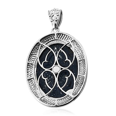 Freshened Lapis Lazuli Solitaire Pendant in Platinum Over Copper with Magnet 25.90 ctw