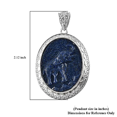 Freshened Lapis Lazuli Solitaire Pendant in Platinum Over Copper with Magnet 25.90 ctw