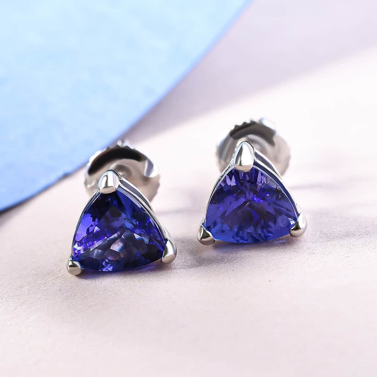 Rhapsody AAAA Tanzanite 2.35 ctw Solitaire Stud Earrings in 950 Platinum image number 1