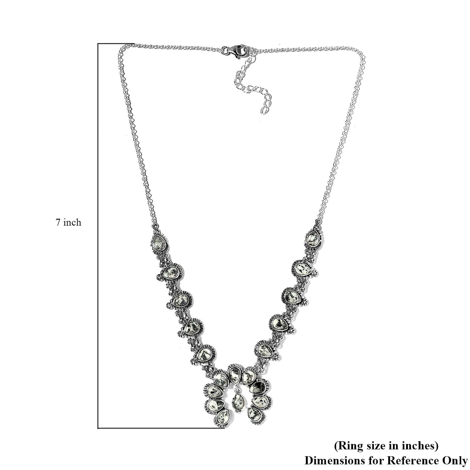 White Buffalo Necklace | Squash Blossom Necklace |Sterling Silver Necklace | 18 Inch Necklace | Gifts For Her 15.60 ctw