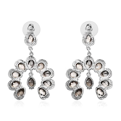White Buffalo Earrings | Squash Blossom Earrings |Sterling Silver Earrings | Dangle Earrings 17.75 ctw