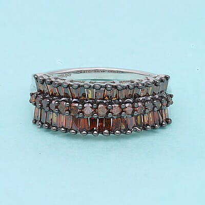 Red Diamond Ring in Rhodium & Platinum Over Sterling Silver (Size 10.0) 1.00 ctw