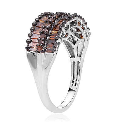 Red Diamond Ring in Rhodium & Platinum Over Sterling Silver (Size 10.0) 1.00 ctw