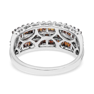 Red Diamond Ring in Rhodium & Platinum Over Sterling Silver (Size 10.0) 1.00 ctw