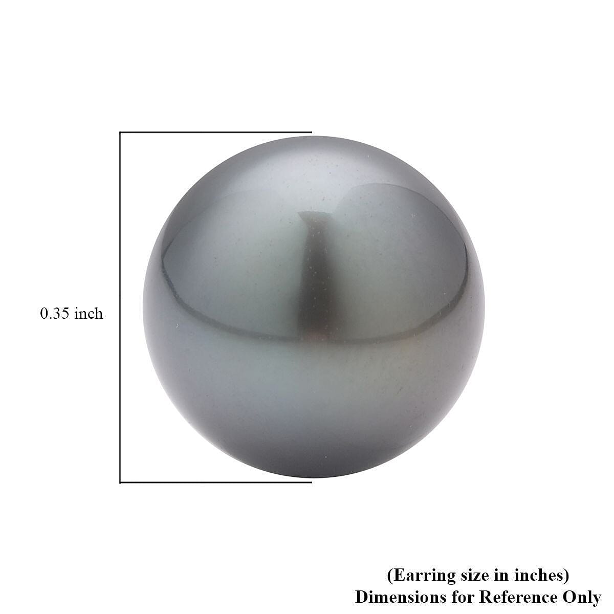 Tahitian Cultured Pearl Solitaire Stud Earrings in Platinum Over Sterling Silver image number 4