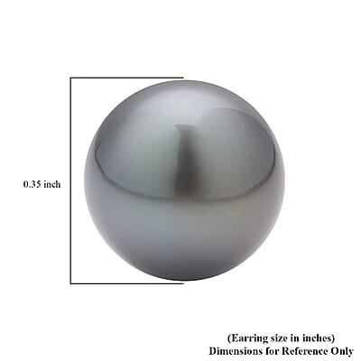 Tahitian Cultured Pearl Solitaire Stud Earrings in Platinum Over Sterling Silver