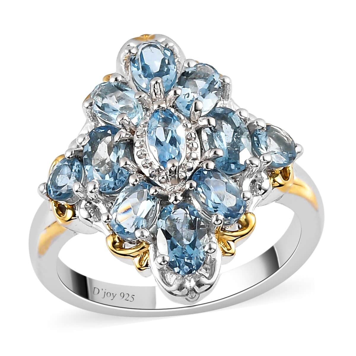 Santa Maria Aquamarine Ring in Vermeil Yellow Gold and Platinum Over Sterling Silver 1.80 ctw image number 0