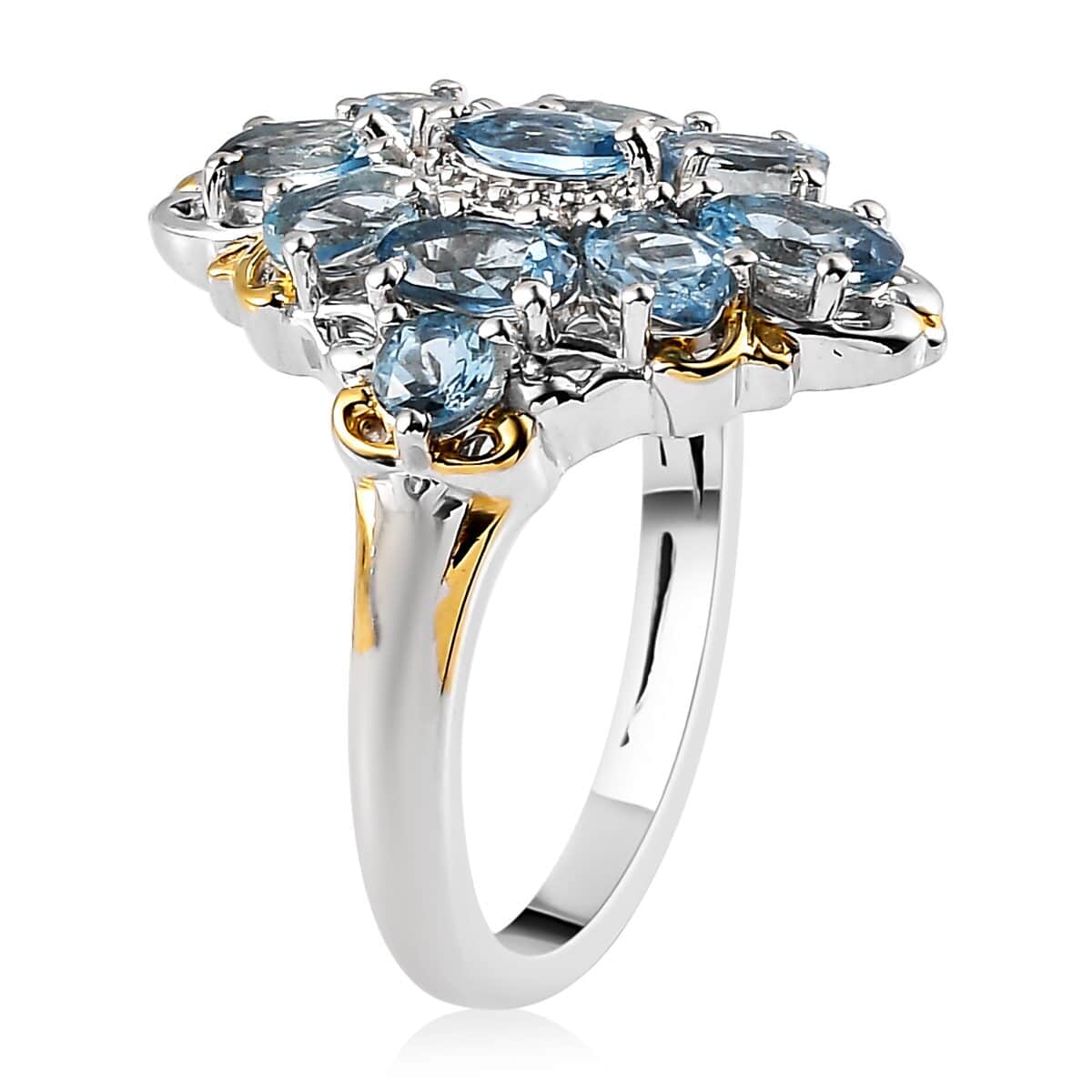Santa Maria Aquamarine Ring in Vermeil Yellow Gold and Platinum Over Sterling Silver 1.80 ctw image number 3