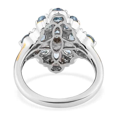 Santa Maria Aquamarine Ring in Vermeil Yellow Gold and Platinum Over Sterling Silver (Size 10.0) 1.80 ctw image number 4