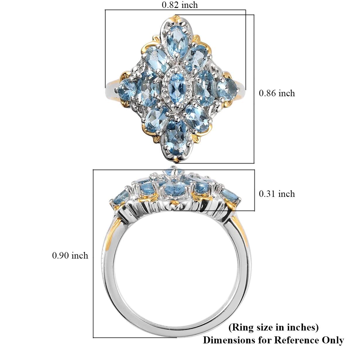 Santa Maria Aquamarine Ring in Vermeil Yellow Gold and Platinum Over Sterling Silver 1.80 ctw image number 5