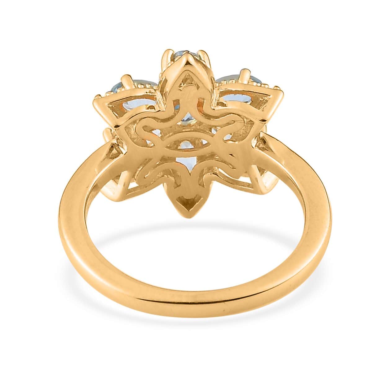 Santa Maria Aquamarine Floral Ring in Vermeil Yellow Gold Over Sterling Silver 1.40 ctw image number 4