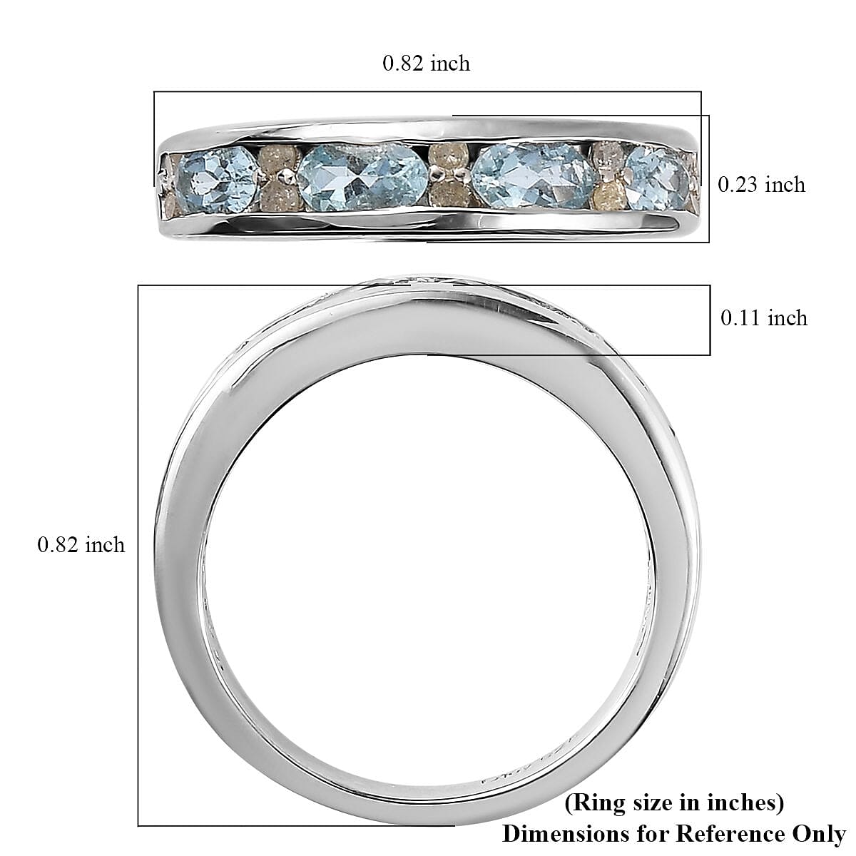 Santa Maria Aquamarine and Diamond Half Eternity Band Ring in Platinum Over Sterling Silver (Size 7.0) 1.00 ctw image number 5