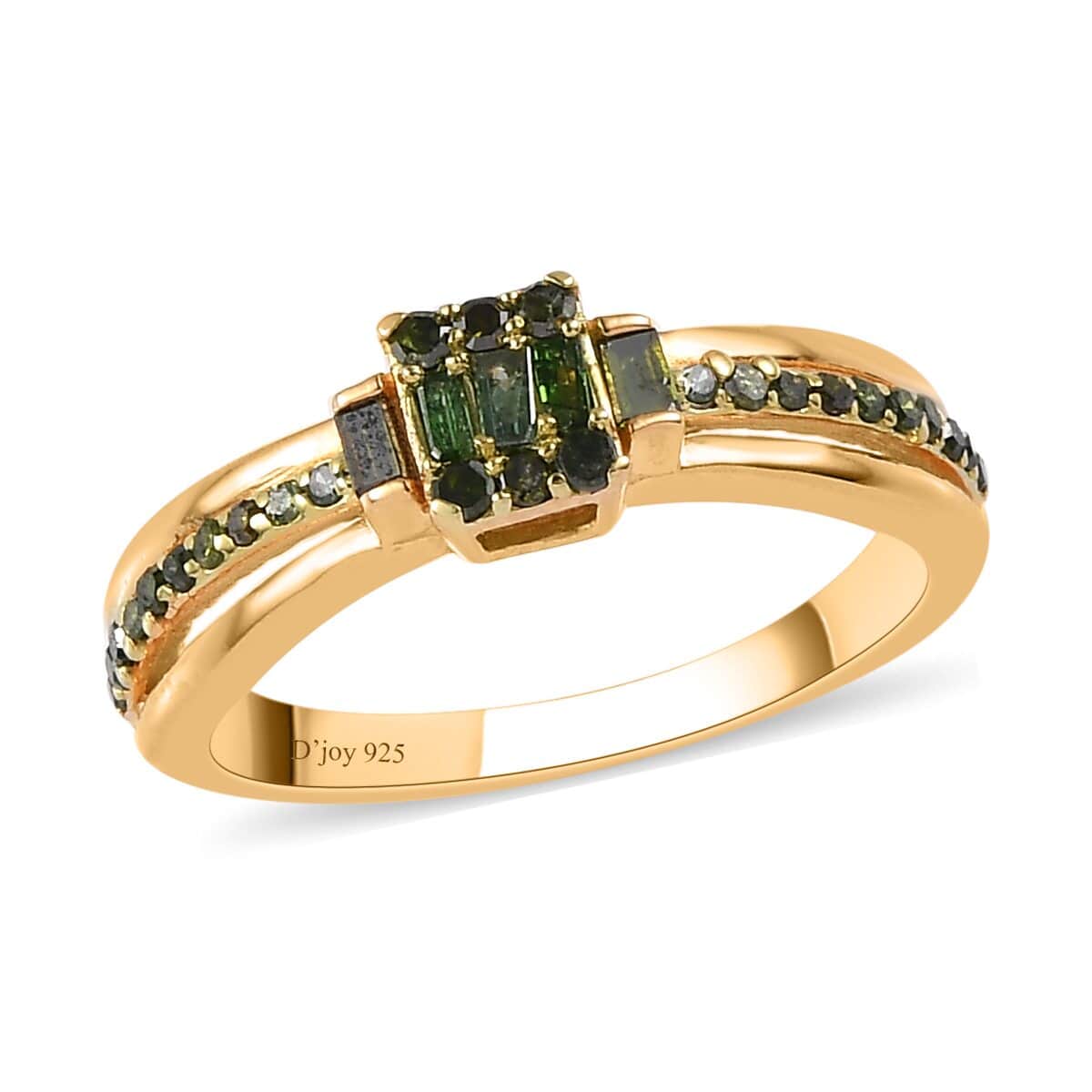 Green Diamond Ring in Vermeil Yellow Gold Over Sterling Silver 0.33 ctw image number 0