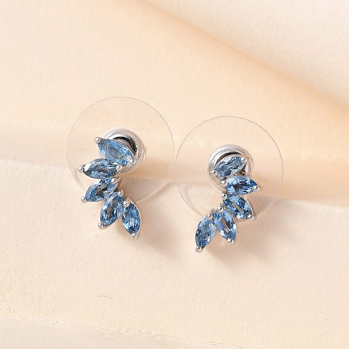 Santa Maria Aquamarine Earrings in Platinum Over Sterling Silver 0.75 ctw image number 1