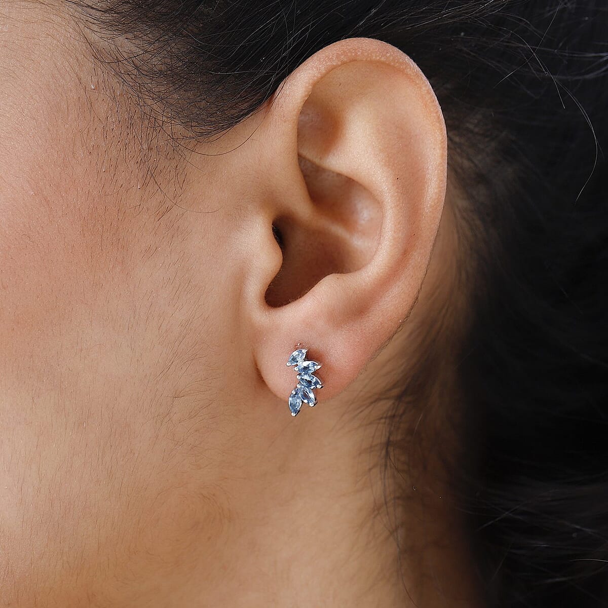 Santa Maria Aquamarine Earrings in Platinum Over Sterling Silver 0.75 ctw image number 2