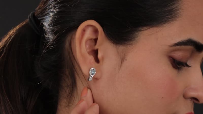 Santa Maria Aquamarine and White Zircon Earrings in Platinum Over Sterling Silver 0.85 ctw