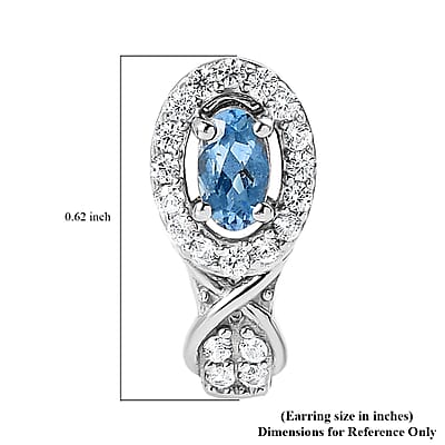 Santa Maria Aquamarine and White Zircon Earrings in Platinum Over Sterling Silver 0.85 ctw