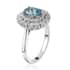 Premium Cambodian Blue Zircon and Natural White Zircon Double Halo Ring in Platinum Over Sterling Silver (Size 6.0) 3.40 ctw image number 3