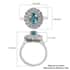 Premium Cambodian Blue Zircon and Natural White Zircon Double Halo Ring in Platinum Over Sterling Silver (Size 6.0) 3.40 ctw image number 5