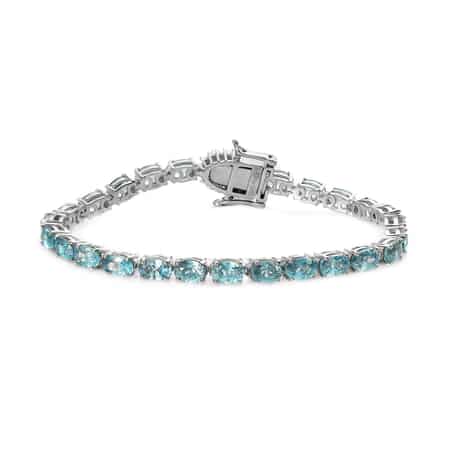 Premium Cambodian Blue Zircon and Moissanite Bracelet in Platinum Over Sterling Silver (6.50 In) 20.50 ctw image number 0