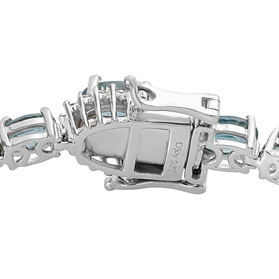 Premium Cambodian Blue Zircon and Moissanite Bracelet in Platinum Over Sterling Silver (6.50 In) 20.50 ctw