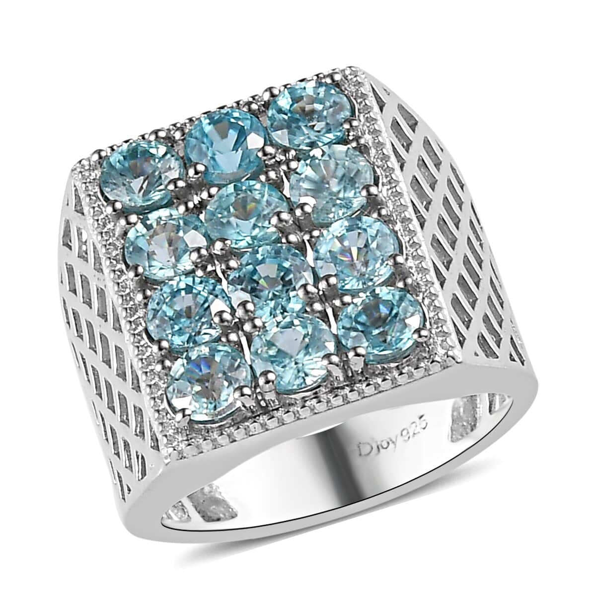 Premium Cambodian Blue Zircon Ring in Platinum Over Sterling Silver (Size 10.0) 5.00 ctw image number 0