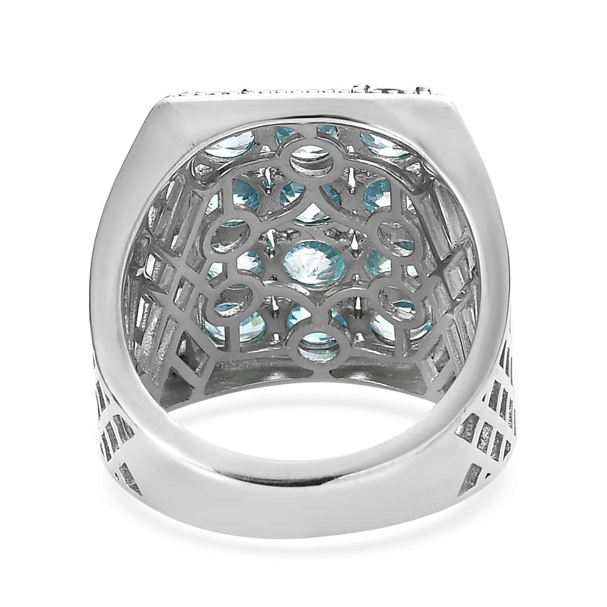Premium Cambodian Blue Zircon Ring in Platinum Over Sterling Silver (Size 10.0) 5.00 ctw image number 4