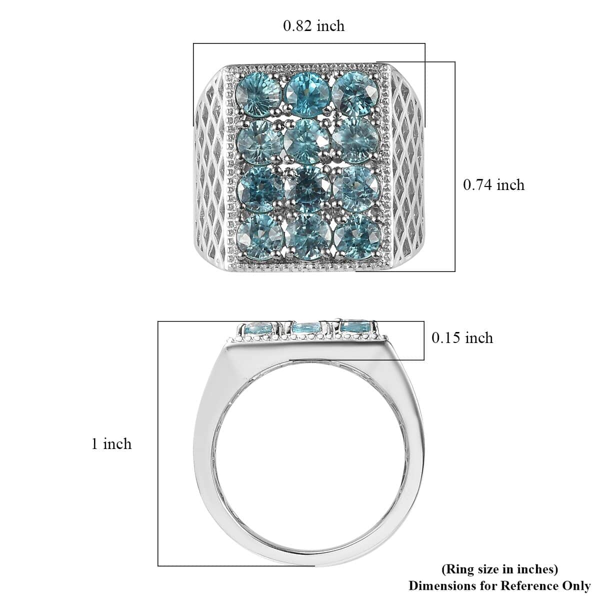 Premium Cambodian Blue Zircon Ring in Platinum Over Sterling Silver (Size 10.0) 5.00 ctw image number 5