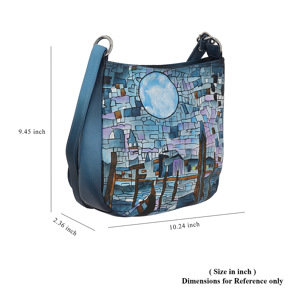 SUKRITI 100% Genuine Leather Ladies Crossbody Bag with pouch, Brand : Sukriti, Theme: Landscape Mosaic Tiffany  Color : Light Blue,  Size: 10.24 L x 2.36 W x 9.45 H inches image number 7
