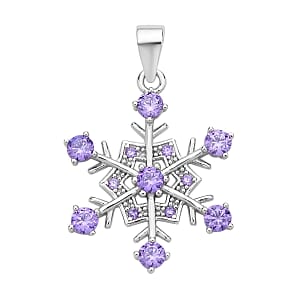 Simulated Purple Diamond Snowflake Pendant in Rhodium Over Sterling Silver