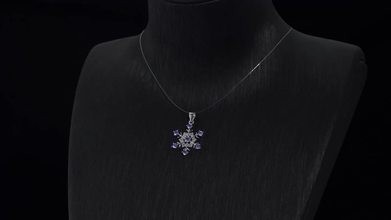Simulated Purple Diamond Snowflake Pendant in Rhodium Over Sterling Silver