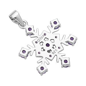 Simulated Purple Diamond Snowflake Pendant in Rhodium Over Sterling Silver