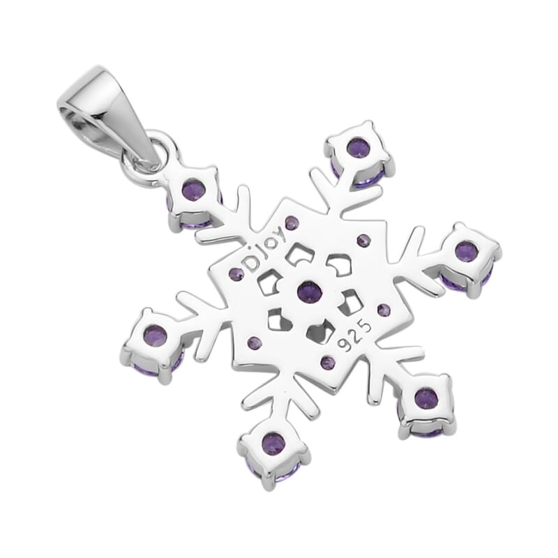 Simulated Purple Diamond Snowflake Pendant in Rhodium Over Sterling Silver