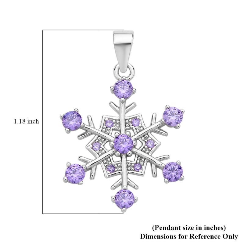 Simulated Purple Diamond Snowflake Pendant in Rhodium Over Sterling Silver
