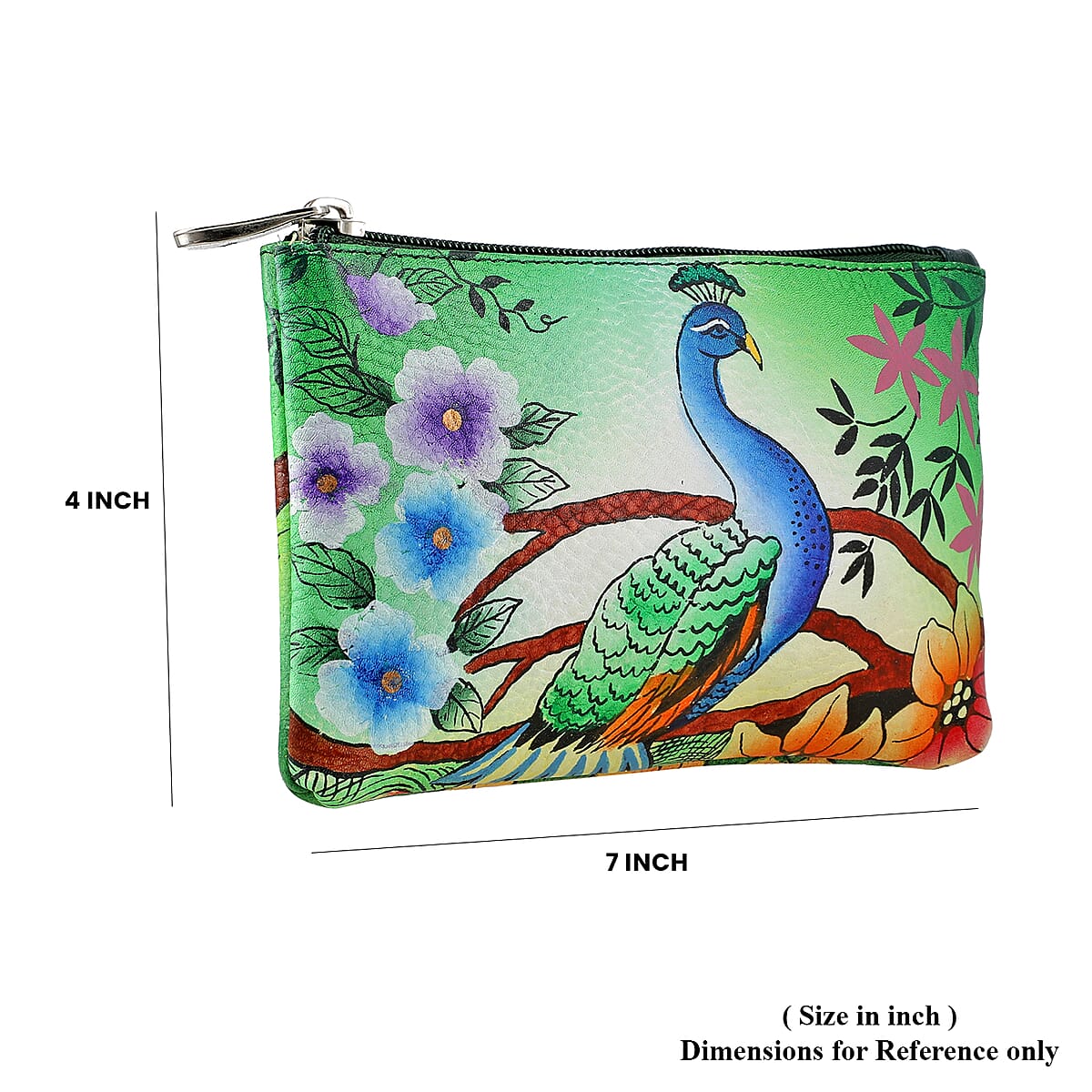 Sukriti Green Peacock Mosaic Pattern Genuine Leather Crossbody Bag with Pouch, Essential Minimalist Crossbody Bag, Utility Zipper Crossbody Bag, Classic Shoulder Bag image number 2
