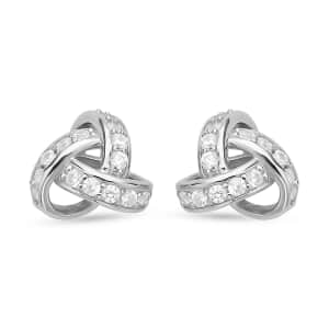 Simulated Diamond Knotted Earrings in Rhodium Over Sterling Silver