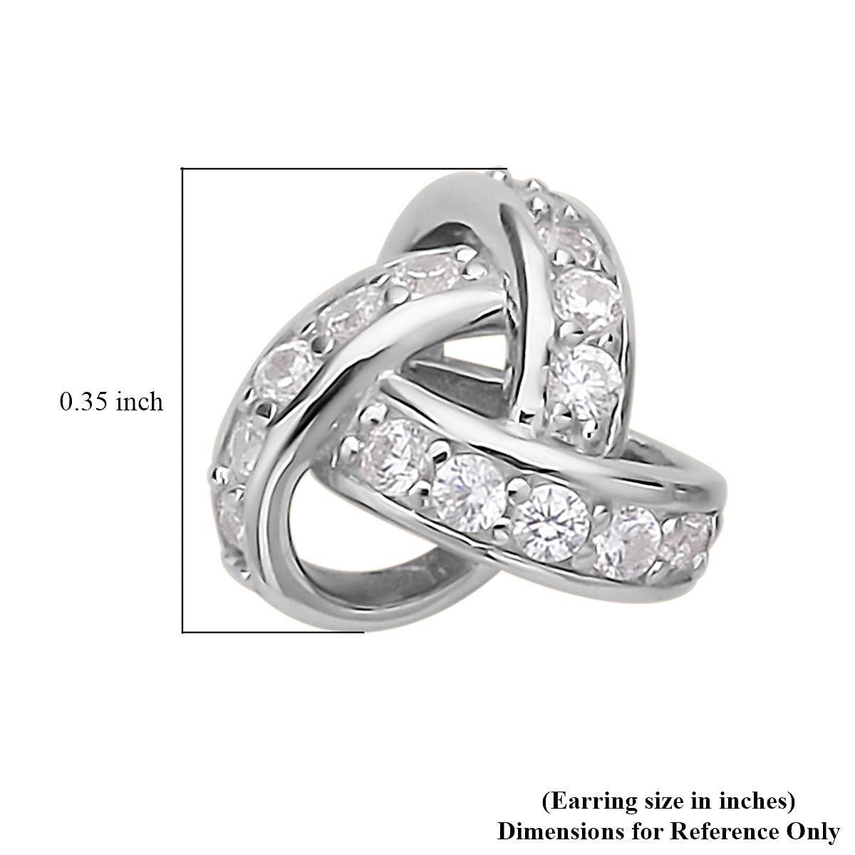 Simulated Diamond Knotted Earrings in Rhodium Over Sterling Silver