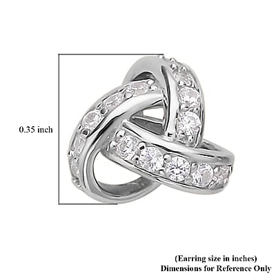 Simulated Diamond Knotted Earrings in Rhodium Over Sterling Silver