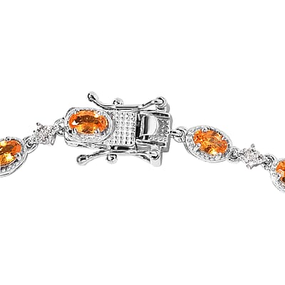 Viceroy Spessartine Garnet and White Zircon Bracelet in Platinum Over Sterling Silver (8.00 In) 5.70 ctw