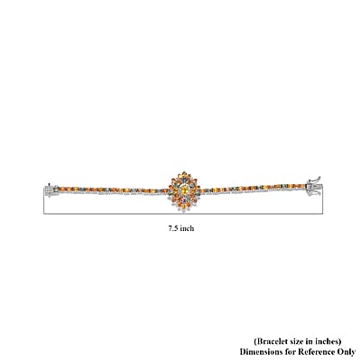 Madagascar Yellow Sapphire and Multi Gemstone Floral Bracelet in Platinum Over Sterling Silver (7.25 In) 15.00 ctw