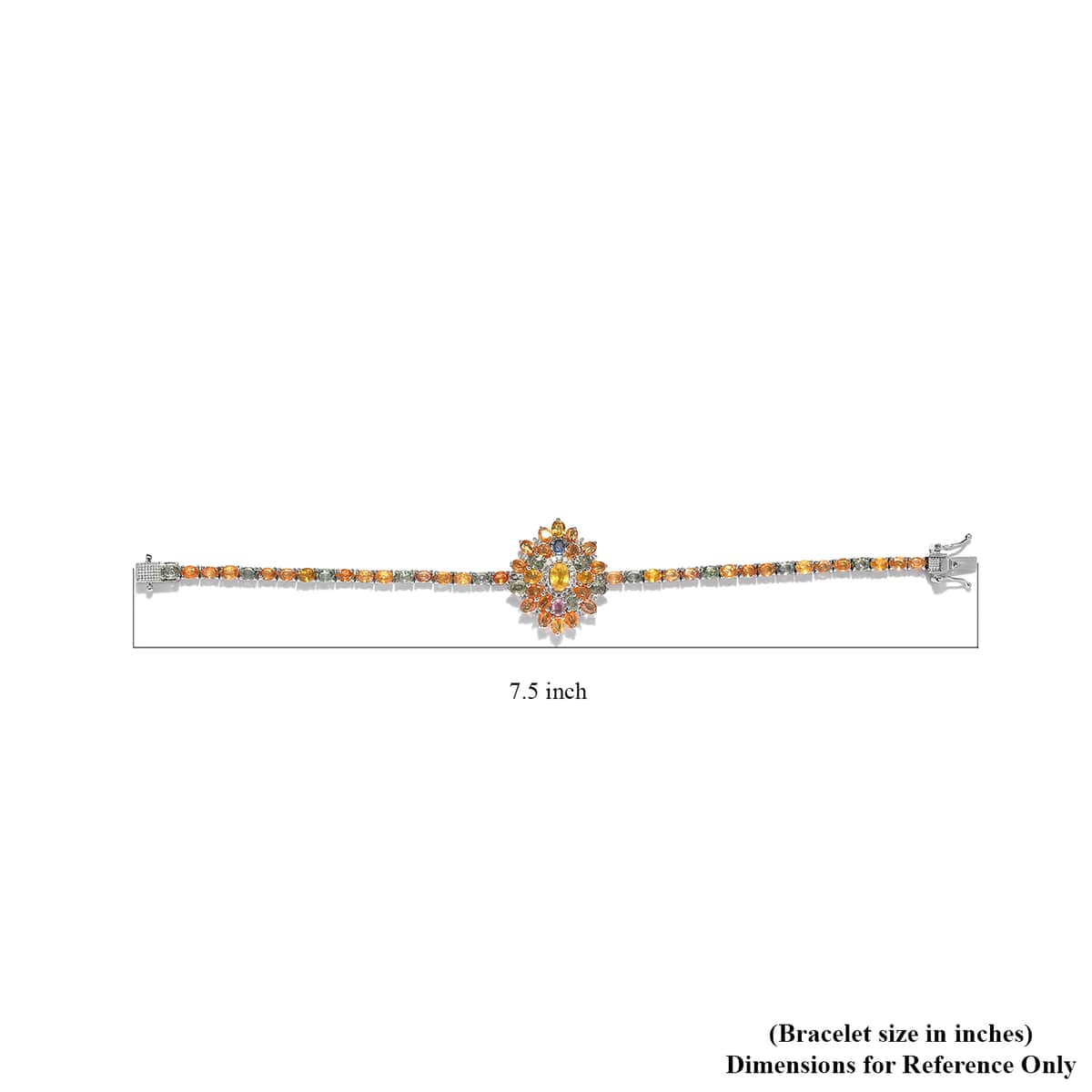 Madagascar Yellow Sapphire and Multi Gemstone Floral Bracelet in Platinum Over Sterling Silver (7.25 In) 15.00 ctw image number 3