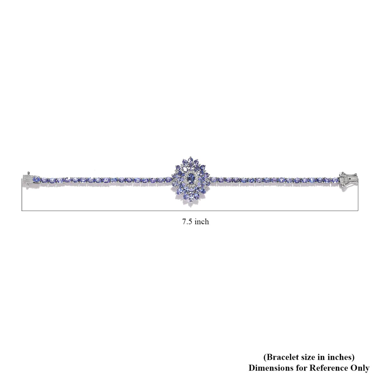 Tanzanite and White Zircon Floral Bracelet in Platinum Over Sterling Silver (7.25 In) 11.30 ctw image number 4