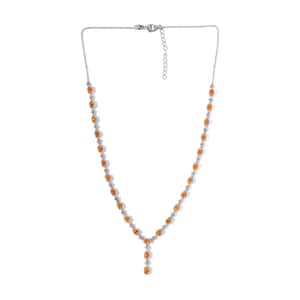 Viceroy Spessartine Garnet and White Zircon Y-Shape Necklace 18-20 Inches in Platinum Over Sterling Silver 8.90 ctw