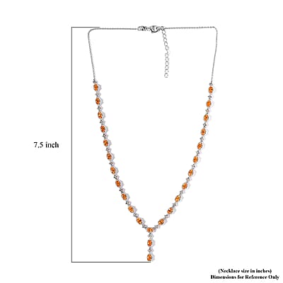 Viceroy Spessartine Garnet and White Zircon Y-Shape Necklace 18-20 Inches in Platinum Over Sterling Silver 8.90 ctw